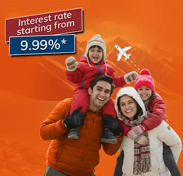 Smiling woman next to text: "Interest rate starting form 9.99%* Special Offer on Personal Loan."